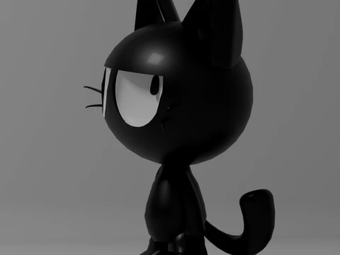 Cute Cartoon Black Cat 3D Printable figure 3D Print Model