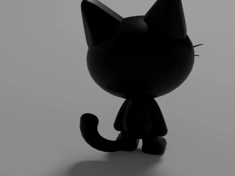 Cute Cartoon Black Cat 3D Printable figure 3D Print Model
