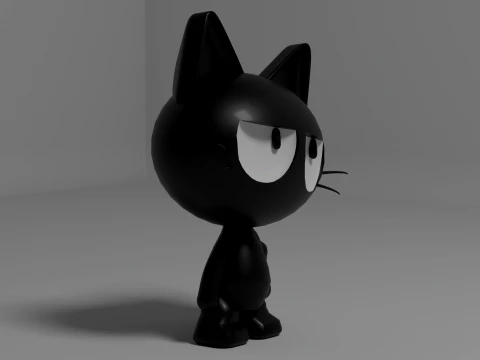 Cute Cartoon Black Cat 3D Printable figure 3D Print Model