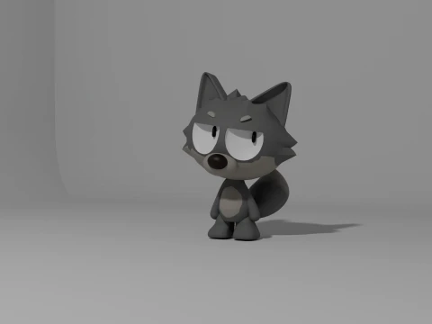 Cute Stylized Cartoon Wolf Printable 3D Figure 3D Print Model