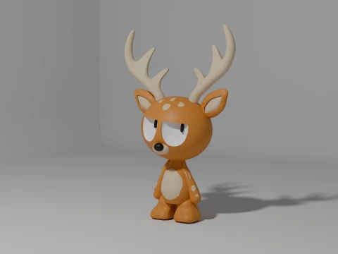 Cute Stylized Cartoon Deer 3D Printable Figure 3D Print Model