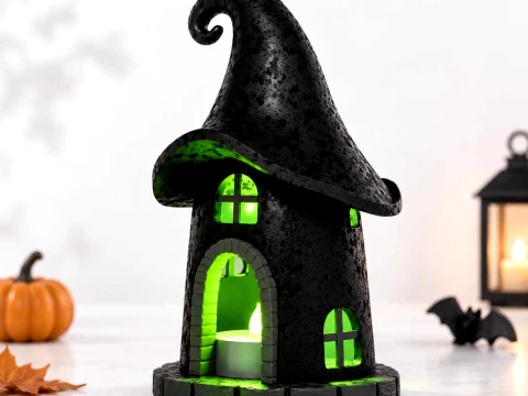 Halloween Haunted House Tealight Holder Model do druku 3D