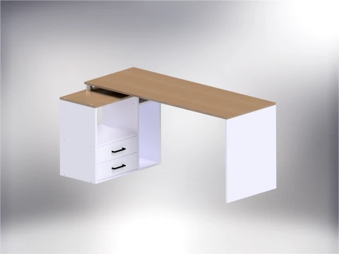 Modern L-Shaped Two-Level Computer Desk with Drawers Modelo 3D