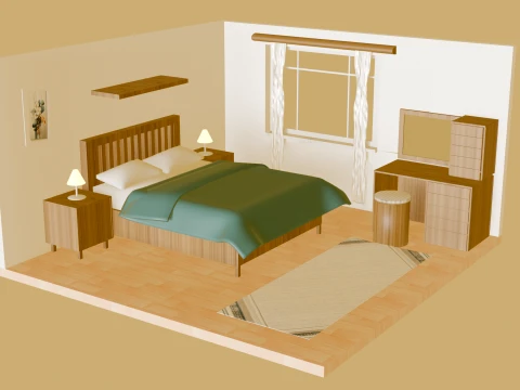 Bedroom Interior 1 Design Render 3D Model