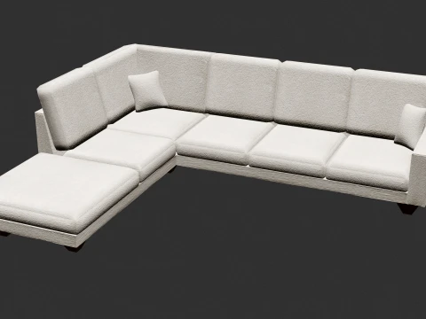 Heritage Modern Sectional L Sofa Seat Boucle Fabric 3D Model