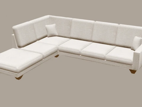 Heritage Modern Sectional L Sofa Seat Boucle Fabric 3D Model