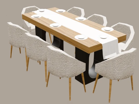 Heritage Modern Dining Table 8 Seater 3D Model
