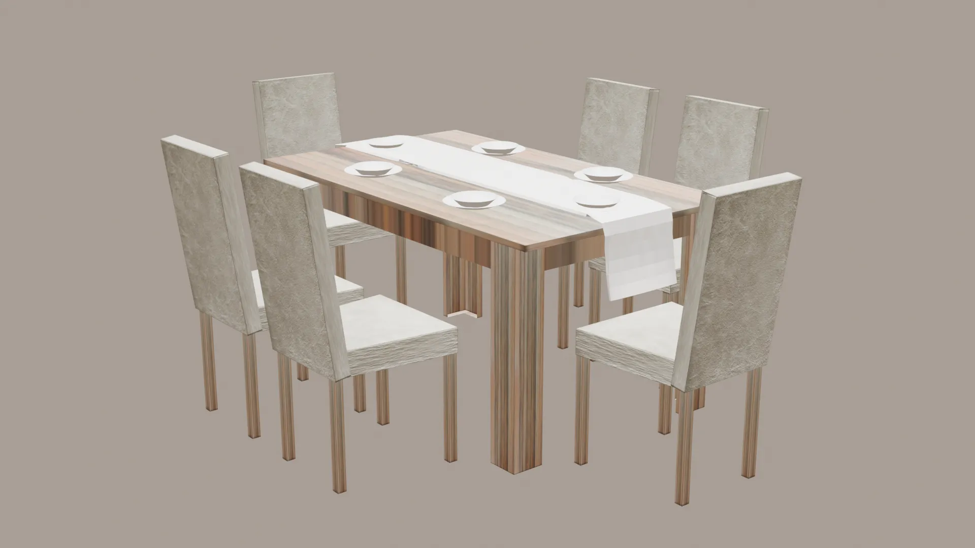 Lumina Dining Table Set - 6 Seater Modern Dining Room Collection 3D Model .c4d .max .obj .3ds .fbx .stl .blend 