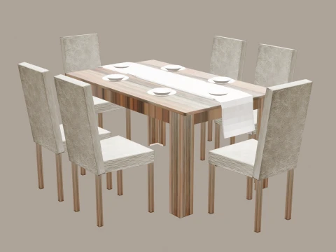 Lumina Dining Table Set - 6 Seater Modern Dining Room Collection 3D Модель