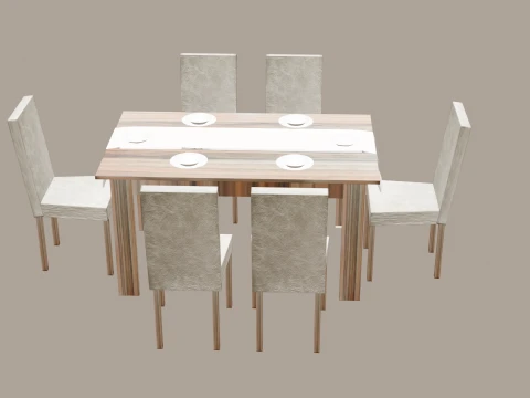 Lumina Dining Table Set - 6 Seater Modern Dining Room Collection 3D Model