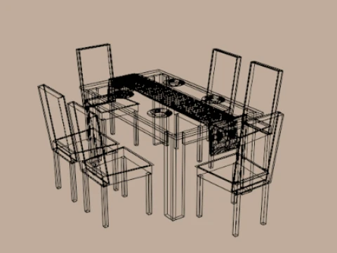 Lumina Dining Table Set - 6 Seater Modern Dining Room Collection 3D Model