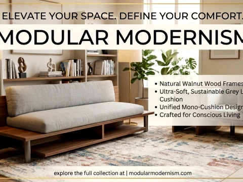 Modern Convertible Sofa Bench with Integrated Bookshelf Side Table 3D Model