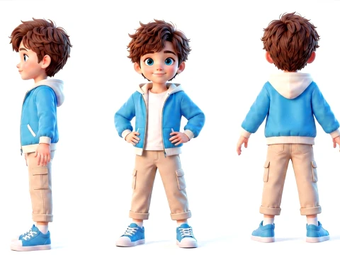 Stylized Cartoon Boy Kid Character Rigged and Animated Game Ready Modèle 3D