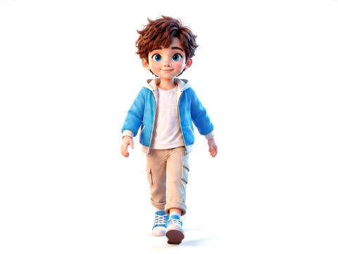 Stylized Cartoon Boy Kid Character Rigged and Animated Game Ready 3D Model