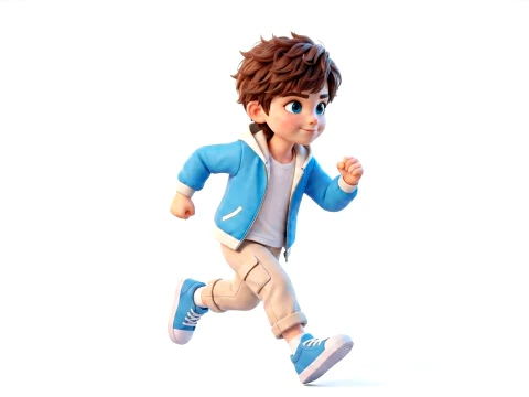Stylized Cartoon Boy Kid Character Rigged and Animated Game Ready 3D Model