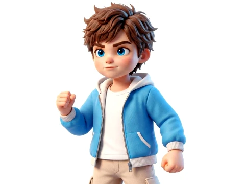 Stylized Cartoon Boy Kid Character Rigged and Animated Game Ready 3D Model