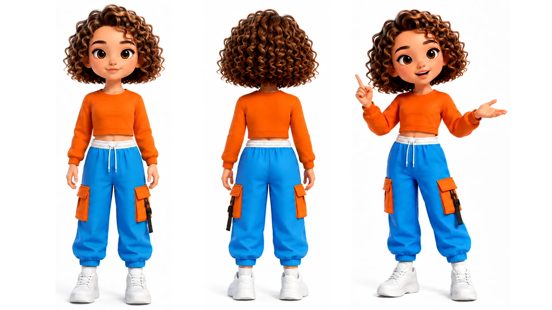 Stylized Cartoon Girl teenage Character Fully Rigged Animated 3D Model .c4d .max .obj .3ds .fbx .stl .blend 