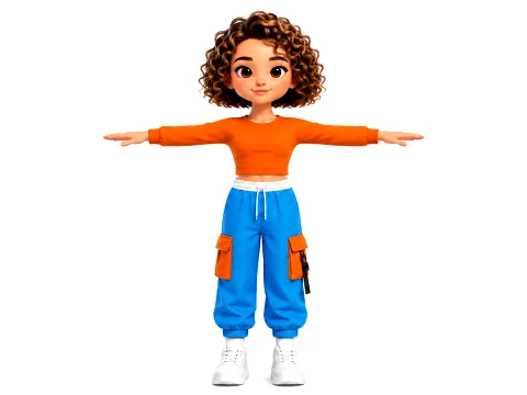 Stylized Cartoon Girl teenage Character Fully Rigged Animated 3D Model