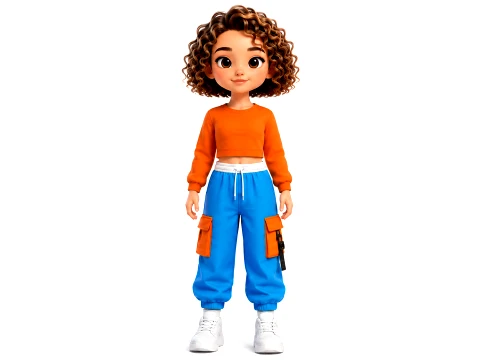 Stylized Cartoon Girl teenage Character Fully Rigged Animated 3D Model