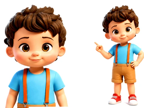 Stylized Cute Cartoon Toddler Boy Kid Character Rigged And Animated 3D Model
