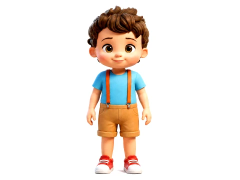 Stylized Cute Cartoon Toddler Boy Kid Character Rigged And Animated 3D Model