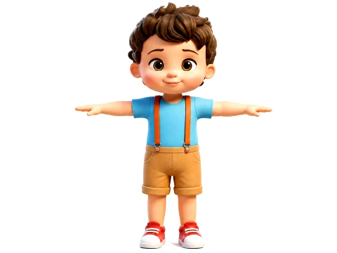 Stylized Cute Cartoon Toddler Boy Kid Character Rigged And Animated 3D Model
