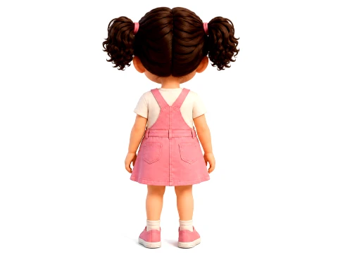 Stylized Toon Girl Kid Character Rigged 3D Cartoon Child 3D Model