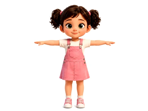 Stylized Toon Girl Kid Character Rigged 3D Cartoon Child 3D Model