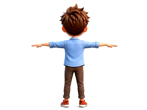 Stylized Cartoon Kid Boy 3D Character Rigged Animated Game Ready 3D Model