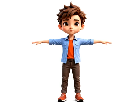 Stylized Cartoon Kid Boy 3D Character Rigged Animated Game Ready 3D Model