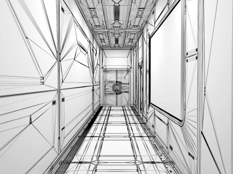 Sci-Fi Laboratory and Corridor 3D Model