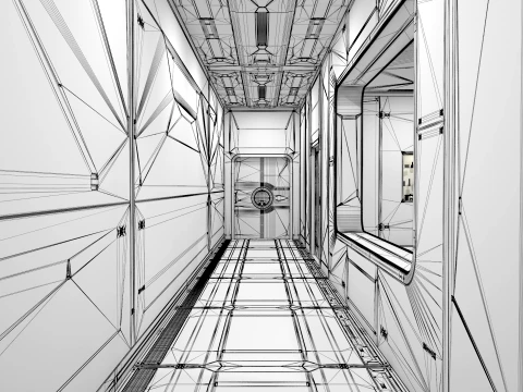Sci-Fi Laboratory and Corridor 3D Model