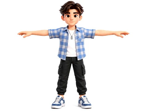 Stylized Teen Boy 3D Character Rigged Animated Game Ready 3D Model