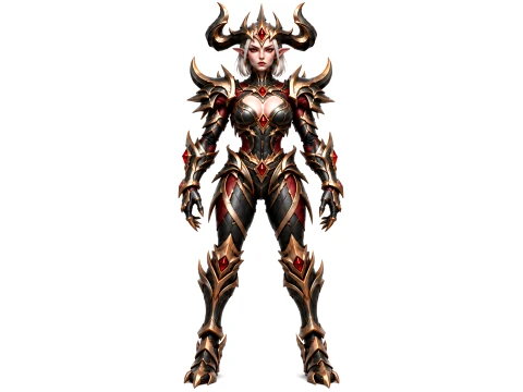 Demonic Female Warrior Dark Fantasy Horned Queen Rigged 3D Character 3D Model