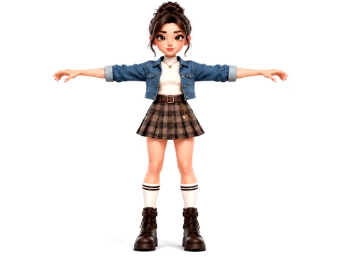 Stylized Female Character Rigged Animated 3D Model