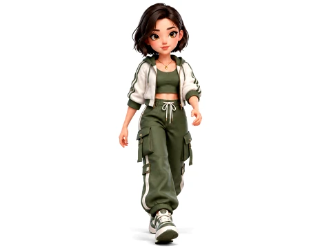 Stylized Female Character Rigged Animated Kid 3D Model