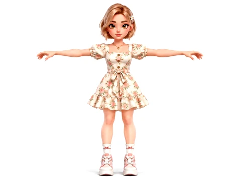 Stylized Young Female Character Cute Animated Kid 3D Model