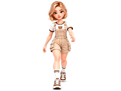 Cute young Female Character Rigged Animated Girl 3D Model