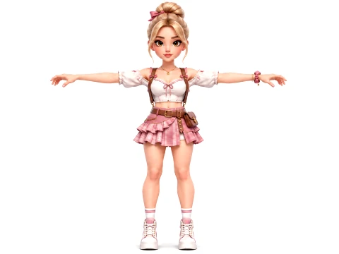 Stylized Female Character Fantasy Girl Rigged Animated 3D Model