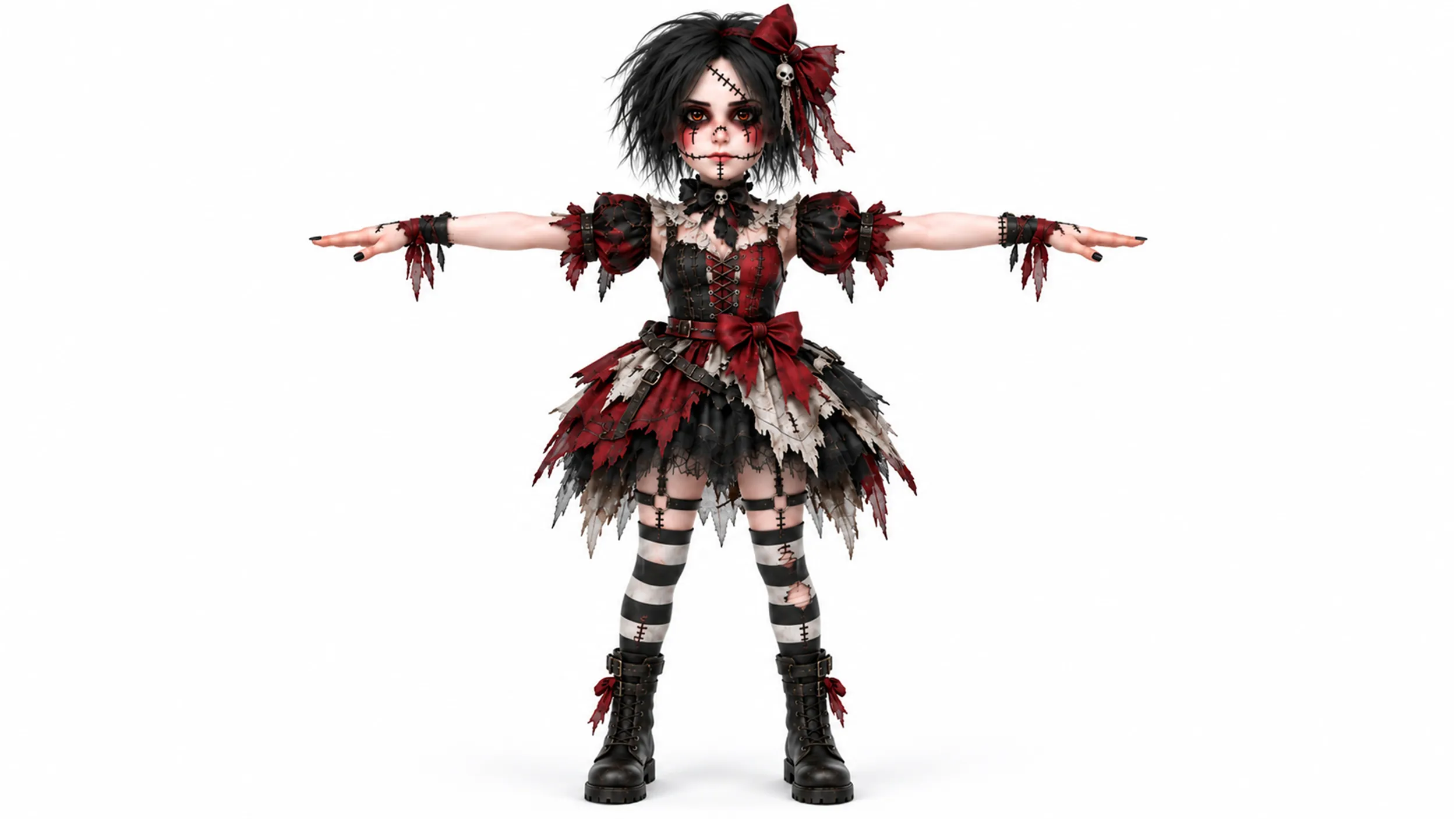 Gothic Voodoo Doll 3D Character Rigged Horror Girl Game Ready 3D Model .c4d .max .obj .3ds .fbx .stl .blend