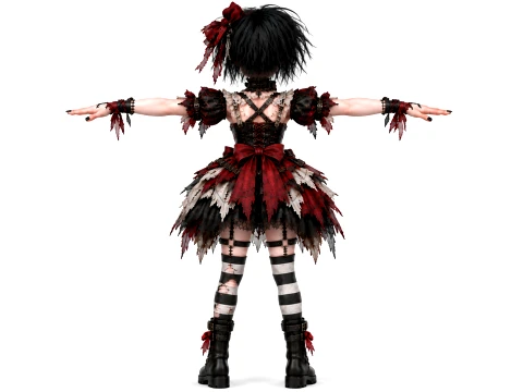 Gothic Voodoo Doll 3D Character Rigged Horror Girl Game Ready 3D Model