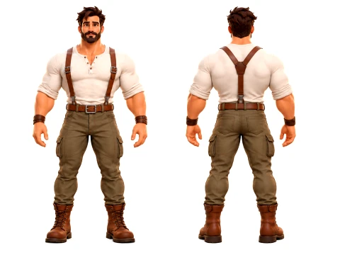 Male Adventurer Character Rigged Fantasy Explorer Game Ready 3D Model