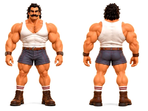 Muscular Male Strongman Character Rigged 3D Bodybuilder Character Game Ready 3D Модель