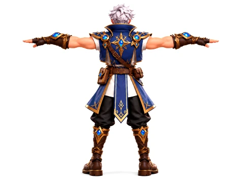 Fantasy Male Warrior Character Stylized RPG Hero Rigged 3D Game Character Game Ready Modello 3D