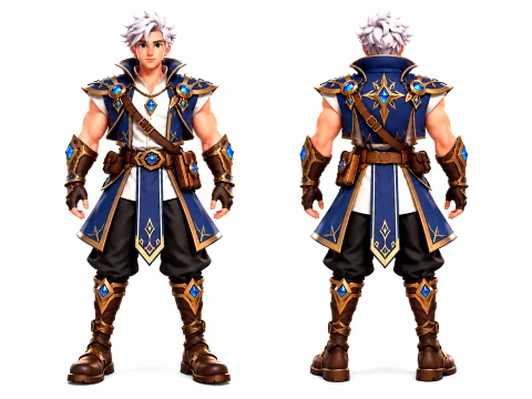 Fantasy Male Warrior Character Stylized RPG Hero Rigged 3D Game Character Game Ready Modelo 3D