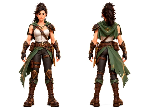 Fantasy Female Rogue Warrior Character Stylized RPG Heroine Rigged 3D Game Character Game Read Modello 3D