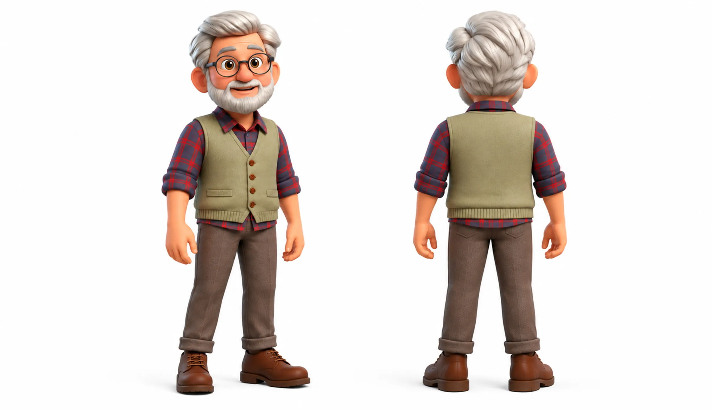 Stylized Elderly Man 3D Character Rigged Animated Grandpa 3D Model .c4d .max .obj .3ds .fbx .stl .blend 