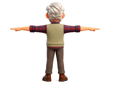 Stylized Elderly Man 3D Character Rigged Animated Grandpa 3D Model