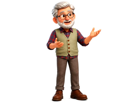 Stylized Elderly Man 3D Character Rigged Animated Grandpa 3D Model
