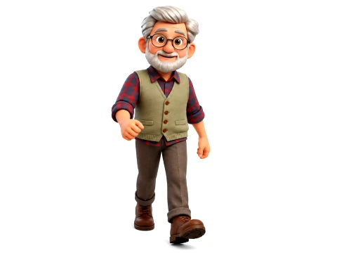 Stylized Elderly Man 3D Character Rigged Animated Grandpa 3D Model